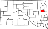 Karta över South Dakota med Hamlin County markerat