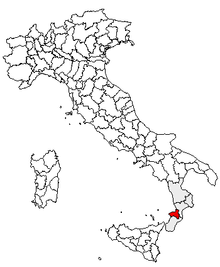 Karta över Italien, med Vibo Valentia (provins) markerat