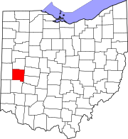 Karta över Ohio med Miami County markerat
