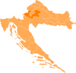 Karta över Kroatien där länet är markerat