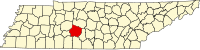 Karta över Tennessee med Maury County markerat