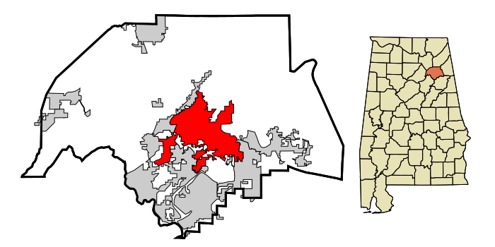 Fil:Etowah County Alabama Incorporated and Unincorporated areas Gadsden Highlighted.svg