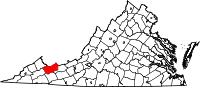 Karta över Virginia med Tazewell County markerat