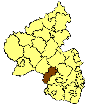 Landkreis Kusels läge i Rheinland-Pfalz