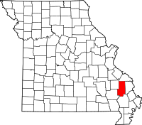 Karta över Missouri med Bollinger County markerat