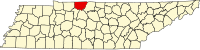 Karta över Tennessee med Robertson County markerat