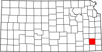 Karta över Kansas med Neosho County markerat