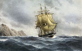 Målning över HMS Eugenie av Jacob Hägg.