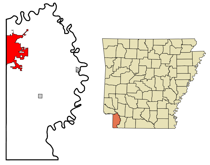 Fil:Miller County Arkansas Incorporated and Unincorporated areas Texarkana Highlighted.svg