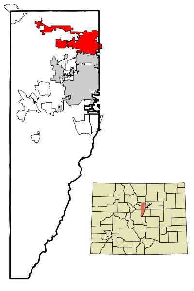 Fil:Jefferson County Colorado Incorporated and Unincorporated areas Arvada Highlighted.svg