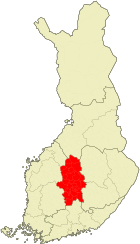 Karta som visar läget för landskapet Mellersta Finland