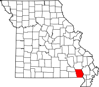 Karta över Missouri med Butler County markerat