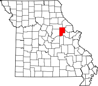 Karta över Missouri med Montgomery County markerat