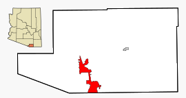 Geografiskt läge i Santa Cruz County och delstaten Arizona