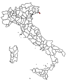 Karta över Italien, med Trieste (provins) markerat
