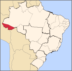 Karta över Brasilien med Acre markerat