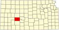 Karta över Kansas med Hodgeman County markerat