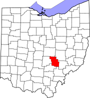 Karta över Ohio med Perry County markerat