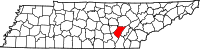 Karta över Tennessee med Bledsoe County markerat