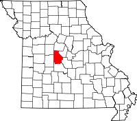 Karta över Missouri med Morgan County markerat