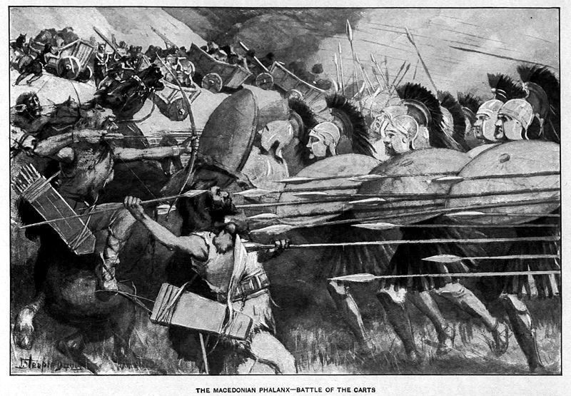 Fil:The Macedonian phalanx counter-attacks during the battle of the carts.jpg