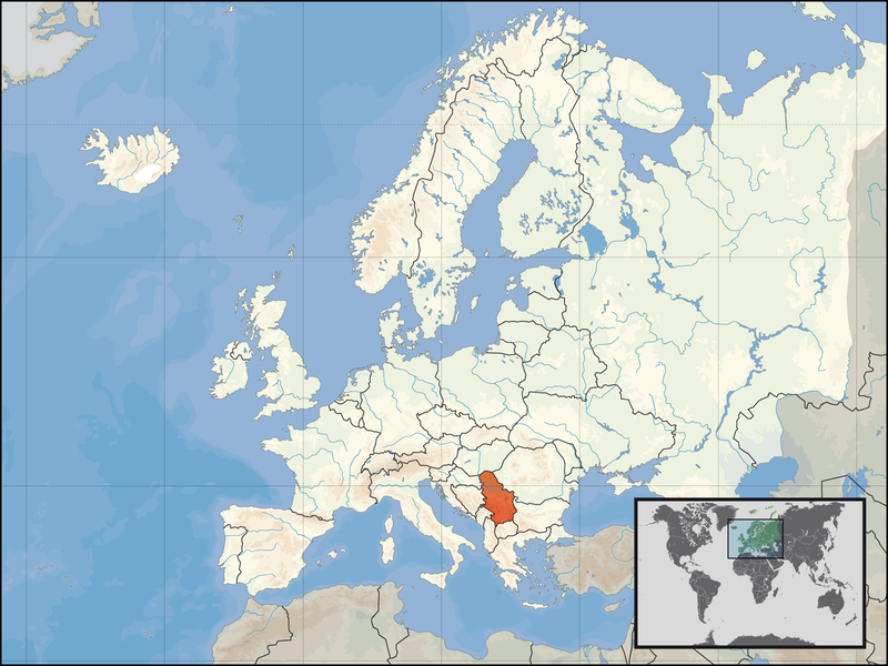 Fil:Location of Serbia in Europe, Kosovo included.png