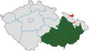 Karta som visar Mährens utsträckning i Tjeckiska republiken
