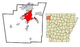 Geografiskt läge i Washington County och delstaten Arkansas