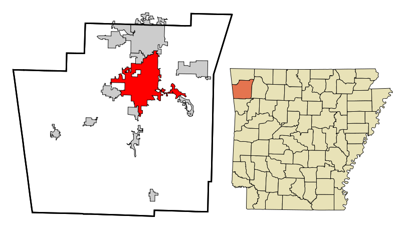 Fil:Washington County Arkansas Incorporated and Unincorporated areas Fayetteville Highlighted.svg