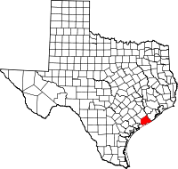 Karta över Texas med Matagorda County markerat