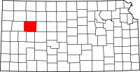 Karta över Kansas med Gove County markerat