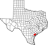 Karta över Texas med Refugio County markerat