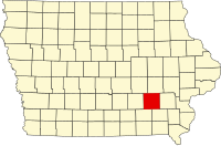 Karta över Iowa med Keokuk County markerat