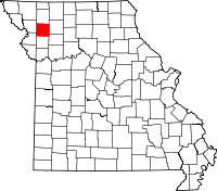 Karta över Missouri med DeKalb County markerat