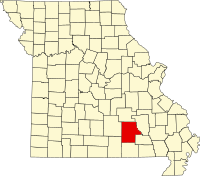 Karta över Missouri med Shannon County markerat