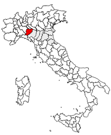 Karta över Italien, med Piacenza (provins) markerat