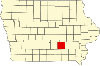 Karta över Iowa med Mahaska County markerat