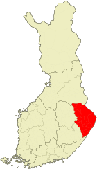 Karta som visar läget för landskapet Norra Karelen