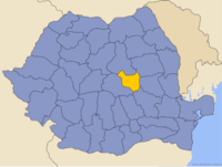 Administrativ karta över Rumänien med distriktet Covasna utsatt
