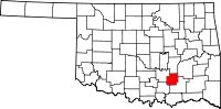 Karta över Oklahoma med Coal County markerat