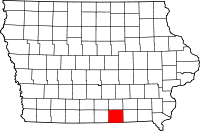 Karta över Iowa med Appanoose County markerat
