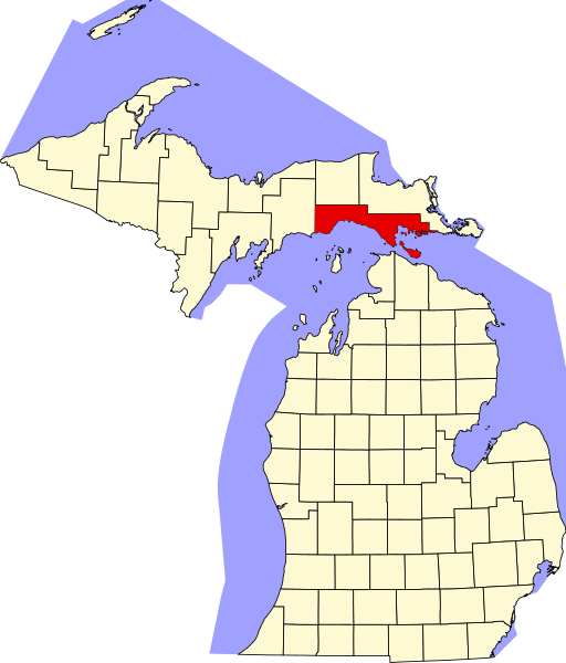 Fil:Map of Michigan highlighting Mackinac County.svg