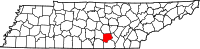 Karta över Tennessee med Grundy County markerat