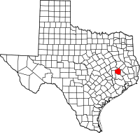 Karta över Texas med Walker County markerat