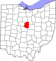 Karta över Ohio med Morrow County markerat