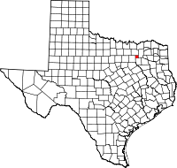 Karta över Texas med Rockwall County markerat