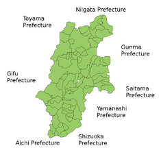 Karta över Nagano.