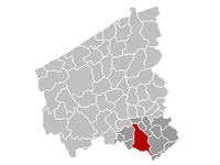 Arrondissement Kortrijk med stad Kortrijk i rött
