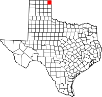 Karta över Texas med Lipscomb County markerat