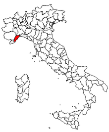 Karta över Italien, med Savona (provins) markerat